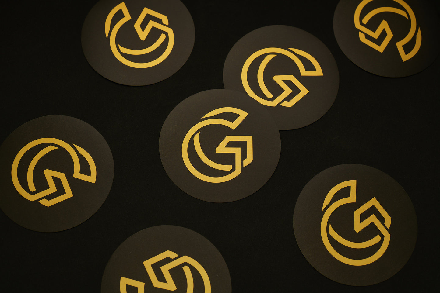 Black stickers with gold 'G' Gallery logo