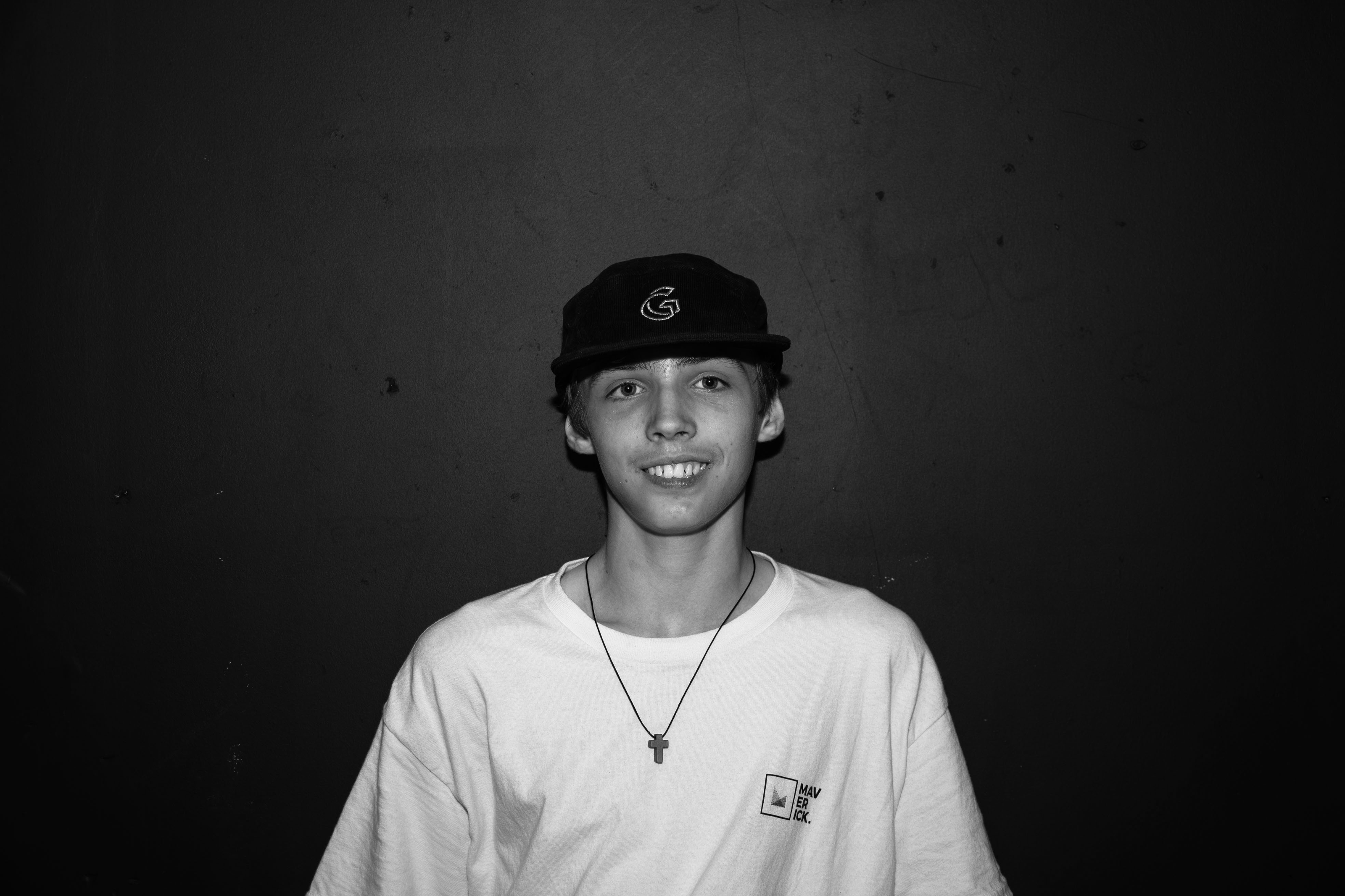 Skate team member Milo Collins wearing the Regalia cap