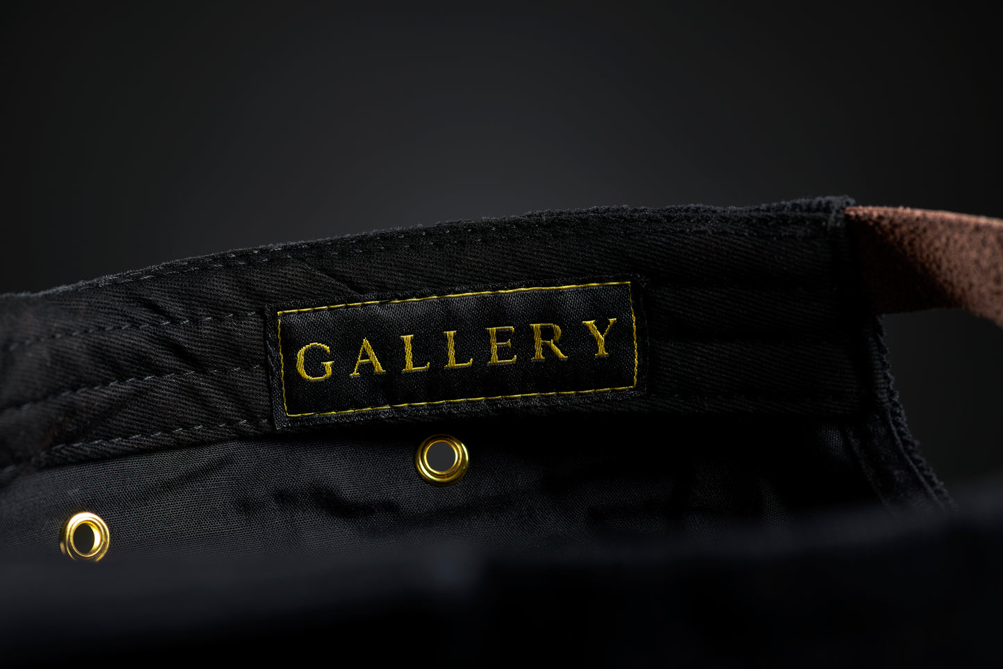 Interior view of the Regalia cap, showing gold Gallery text logo inside